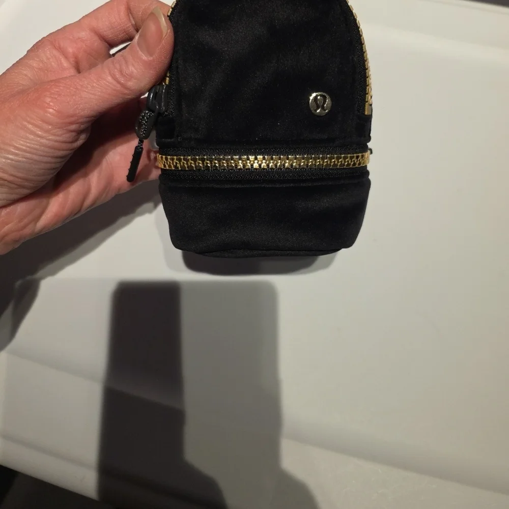 Lululemon Black Micro Backpack Key Holder with Gold Zipper